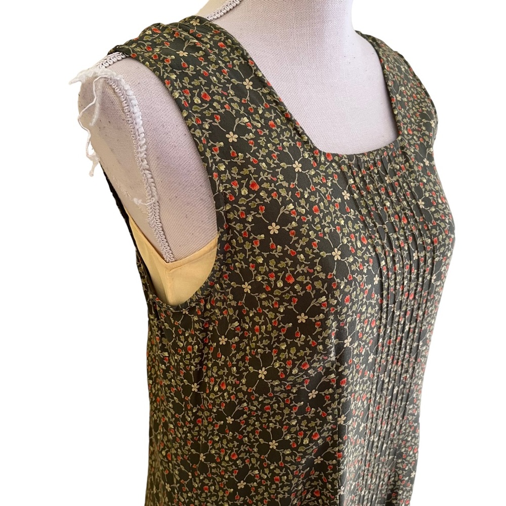 April Cornell Vintage Green with Yellow/Orange Ditsy Floral Maxi Dress S - Picture 3 of 13